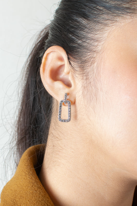 Connecting Marcasite Oxidised Earrings