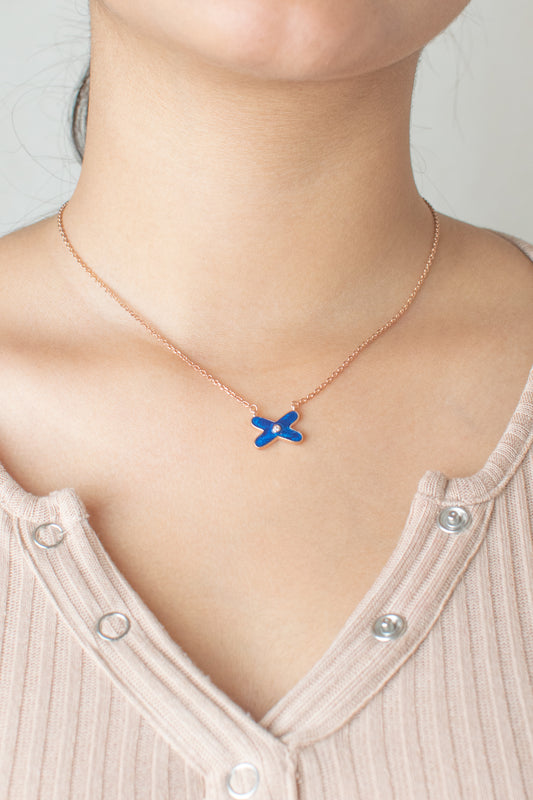 Blue Shimmer Cross Necklace